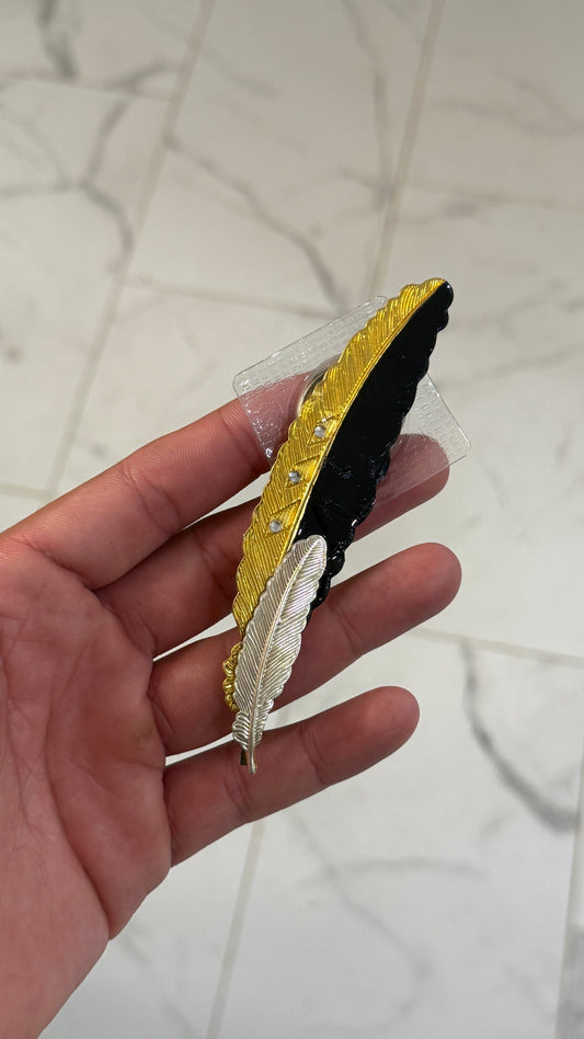 Black/Gold Magnetic Hat Feather
