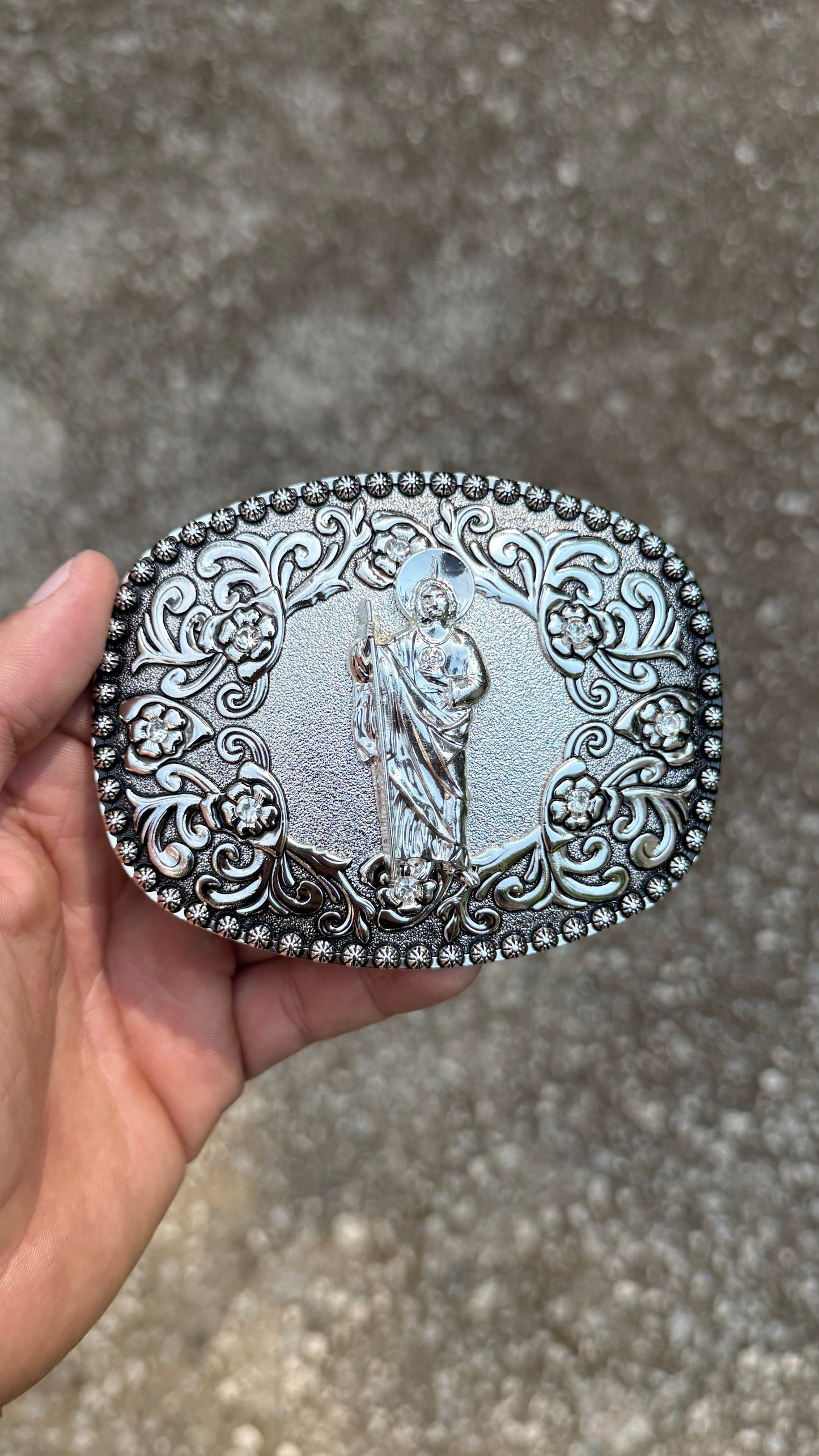 San Judas Platinum Belt Buckle